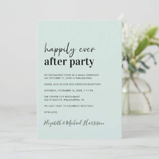 Minimale moderne QR Code Mint Wedding Reception Kaart (Staand voorkant)