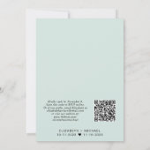 Minimale moderne QR Code Mint Wedding Reception Kaart (Achterkant)