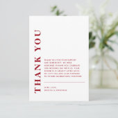 Minimale moderne QR-code rood en wit bruiloft Bedankkaart (Staand voorkant)