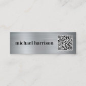 Minimale moderne QR-code Silver Mini Visitekaartje (Voorkant)