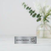 Minimale moderne QR-code Silver Mini Visitekaartje (Staand voorkant)
