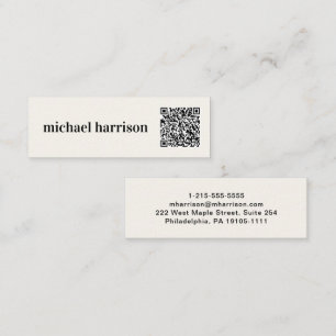 Minimale moderne QR-code voor typografie Mini Visitekaartje