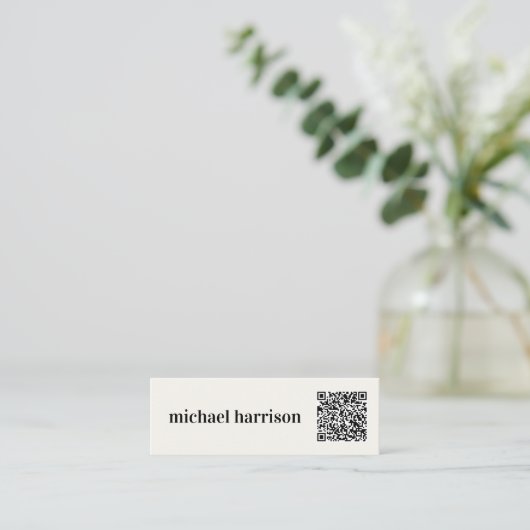 Minimale moderne QR-code voor typografie Mini Visitekaartje (Staand voorkant)