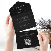 Minimale moderne QR-code voor zwart huwelijk All In One Uitnodiging