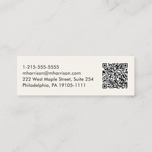 Minimale moderne QR-codecrème Mini Visitekaartje (Achterkant)