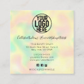 Minimale moderne regenboogholograafsalon vierkante visitekaartje (Achterkant)