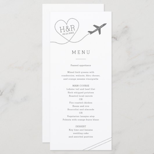 Minimale moderne reisthema bestemming bruiloft menu (Voorkant / Achterkant)