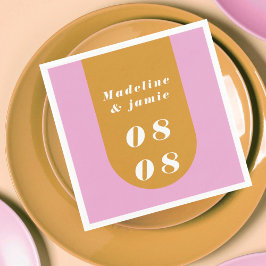 Minimale Moderne Retro Arch Roze & Geel Vet Datum Servet