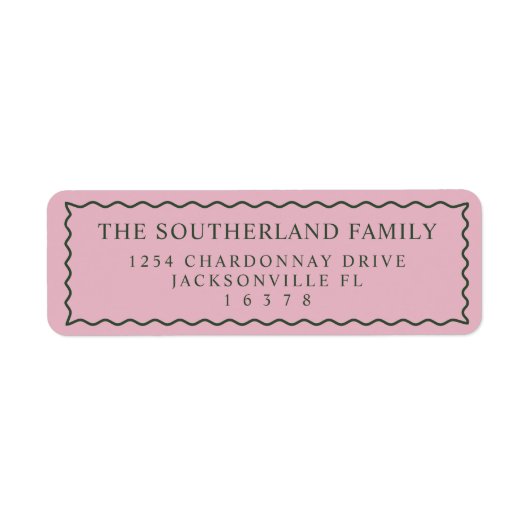 Minimale moderne retro roze & groene Wavy Line fam Etiket (Voorkant)