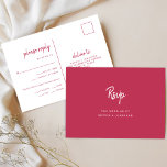 Minimale moderne ritssluiting kiezen RSVP Briefkaart<br><div class="desc">Deze elegante, minimalistische briefkaarten van de trouwreactie zijn uitgerust met moderne scripttypografie en schone, sans serif tekst voor een eenvoudig en stijlvol magenta rood en wit ontwerp waar u van zult houden. Er is ruimte om uw gasten opties toe te voegen voor de maaltijdkeuze van de ingang of het diner....</div>