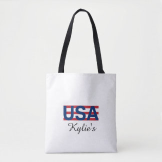 Minimale moderne rode en blauwe Amerikaanse typogr Tote Bag