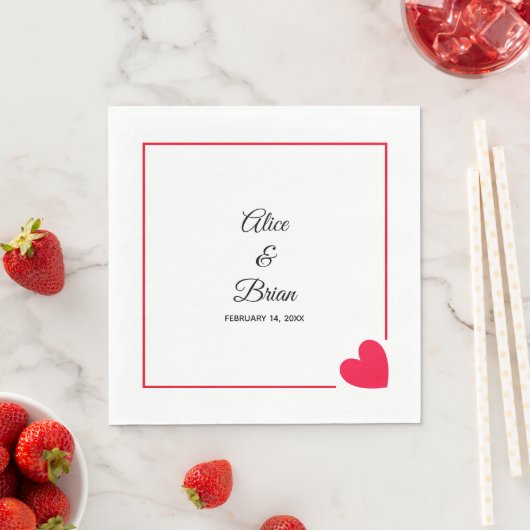 Minimale moderne rode hart bruiloft servet (Insitu)