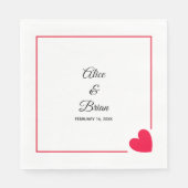 Minimale moderne rode hart bruiloft servet (Voorkant)