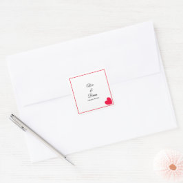 Minimale moderne rode hart bruiloft vierkante sticker