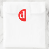 Minimale moderne rode witte monogram ronde sticker (Tas)