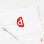 Minimale moderne rode witte monogram ronde sticker (Envelop)