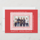 Minimale Moderne Rode Witte Zakelijke Foto Kerstmi Feestdagenkaart (Voorkant)