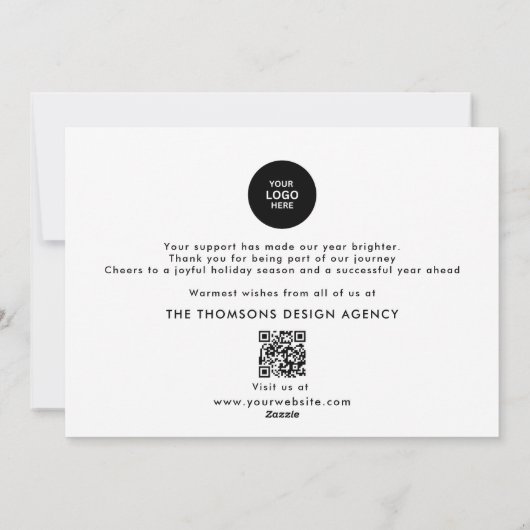 Minimale Moderne Rode Witte Zakelijke Foto Kerstmi Feestdagenkaart (Achterkant)