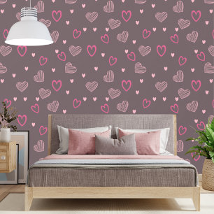 Minimale moderne romantische roze hartvorm behang