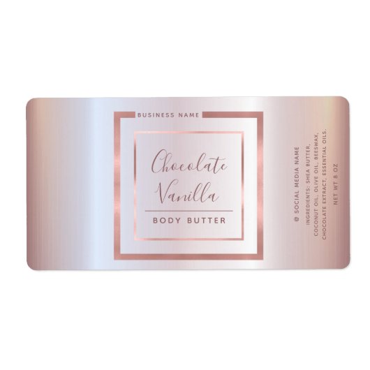 Minimale moderne roos gouden lijsten folie met typ etiket (Voorkant)