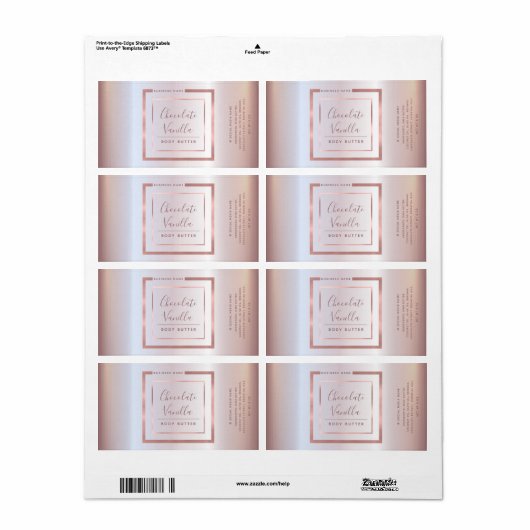 Minimale moderne roos gouden lijsten folie met typ etiket (Full Sheet)