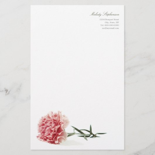 Minimale moderne roze anjer briefpapier (Voorkant)
