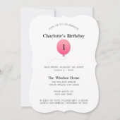 Minimale moderne roze ballon elk nummer verjaardag kaart (Voorkant)