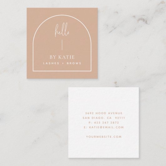 Minimale moderne roze bleke pleister vierkante visitekaartje (Voorkant / Achterkant)