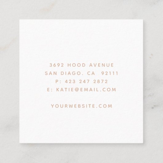Minimale moderne roze bleke pleister vierkante visitekaartje (Achterkant)