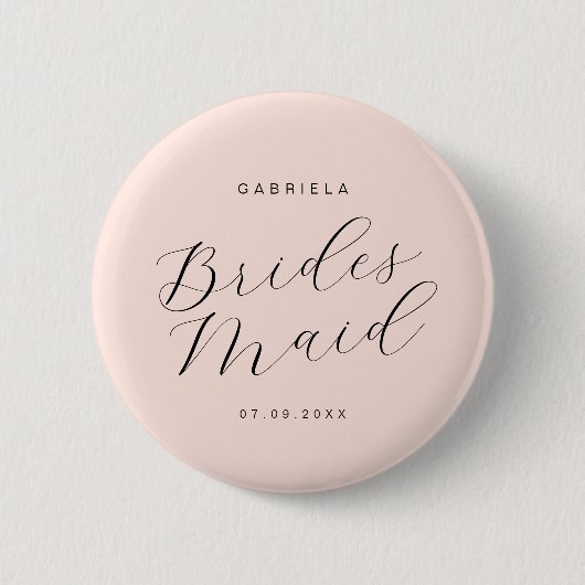 Minimale moderne, roze bruidsbruidmachine ronde button 5,7 cm (Voorkant)