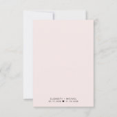 Minimale moderne roze bruiloft receptie kaart (Achterkant)