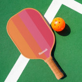 Minimale moderne roze en Oranje strepen op maat Pickleball Paddle