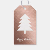 Minimale moderne roze gouden geometrische kerstboo cadeaulabel (Voorkant)