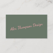 Minimale Moderne Roze Groene Manuscript Typography Visitekaartje (Voorkant)