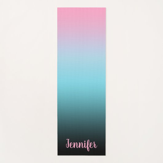 Minimale moderne roze hemelblauw en zwarte verloop yogamat (Voorkant)