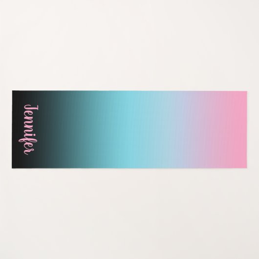Minimale moderne roze hemelblauw en zwarte verloop yogamat (Voorkant (horizontaal))