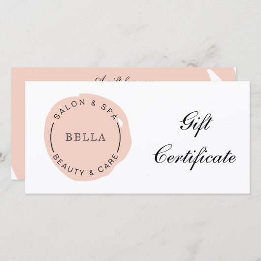 Minimale Moderne Roze Salon Spa Cadeaubon (Voorkant / Achterkant)