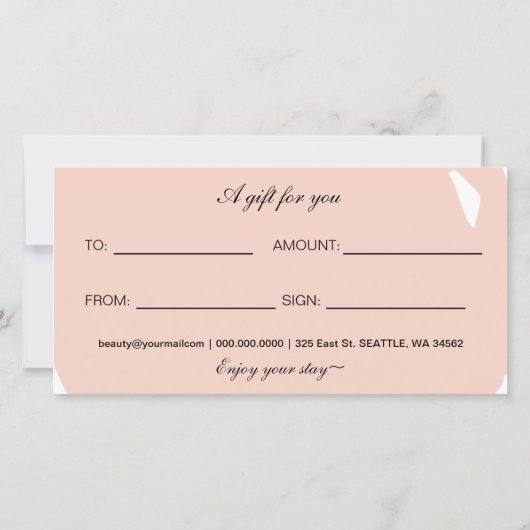 Minimale Moderne Roze Salon Spa Cadeaubon (Achterkant)