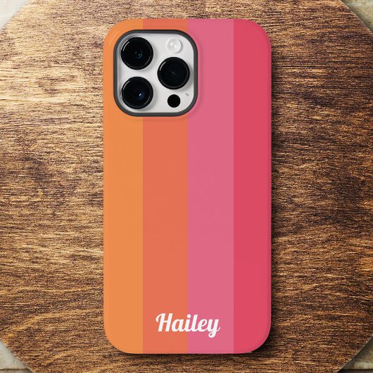 Minimale moderne roze Sinaasappels strepen geperso Case-Mate iPhone Case