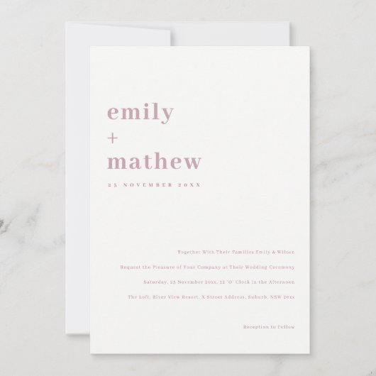 Minimale moderne roze tandprografie kaart (Voorkant)