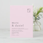 Minimale moderne roze trouwuitnodiging kaart (Staand voorkant)