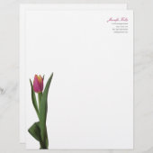 Minimale moderne roze tulp persoonlijke briefhoofd (Voorkant / Achterkant)