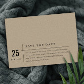 MINIMALE MODERNE RUSTIEKE KRAFT-TYPOGRAFIE TROUWEN SAVE THE DATE