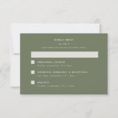 Minimale moderne Sage Green Wedding Multi-Event RSVP Kaartje (Voorkant)
