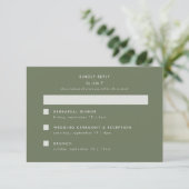 Minimale moderne Sage Green Wedding Multi-Event RSVP Kaartje (Staand voorkant)