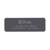 Minimale moderne Scandi Script Slate Grey Etiket (Voorkant)