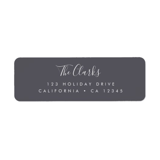 Minimale moderne Scandi Script Slate Grey Etiket (Voorkant)