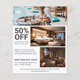 Minimale moderne schone promotionele hotelboeking flyer