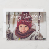 Minimale moderne scrip-kerstfoto feestdagenkaart (Voorkant)