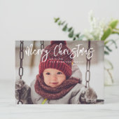 Minimale moderne scrip-kerstfoto feestdagenkaart (Staand voorkant)